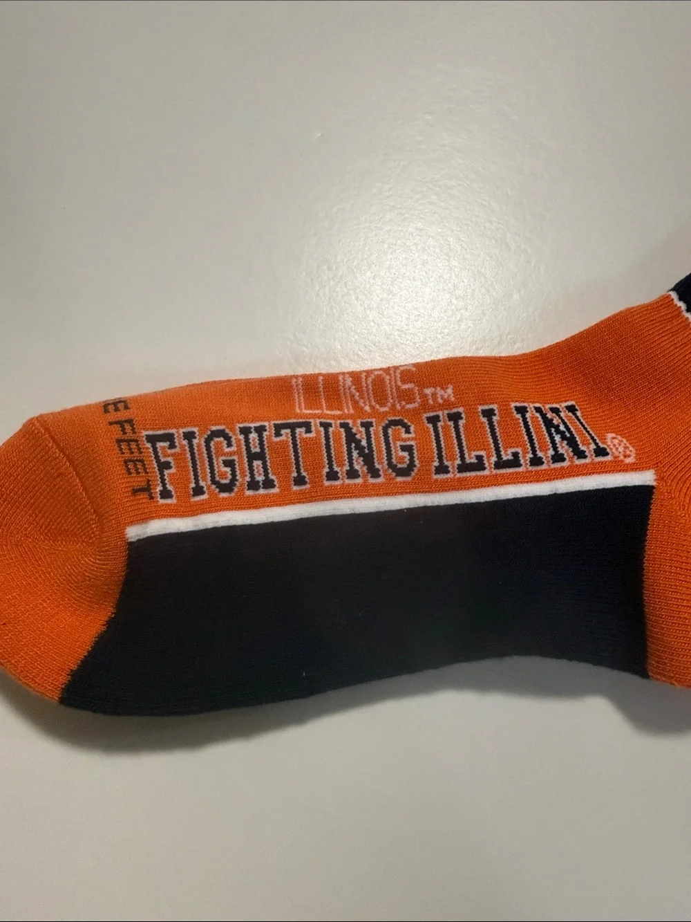 For Bare Feet Orange & Navy Illinois Crew Socks